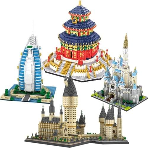 Architecture Medieval Castle College DIY Diamond Mini Building Blocks Easter Castle sports car for Christmas children gifts toys