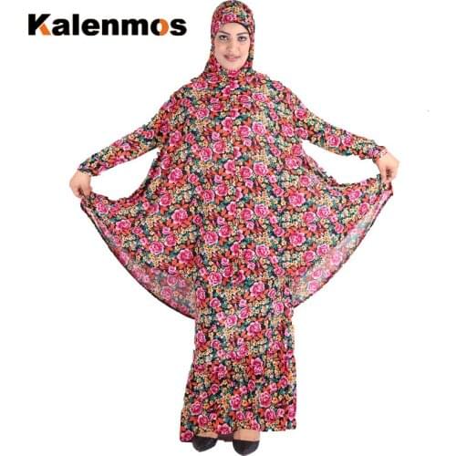 Turkey Muslim 2 Piece Set Women Khimar Prayer Garment Ramadan Long Hijab And Skirt Flower Jilbab Robes Islamic Abaya Maxi Dress