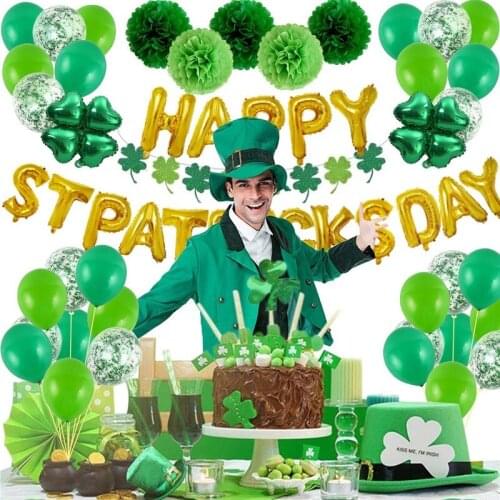 70pcs/Set 16 Inch St. Patricks Day Happy Letter Balloons Four-leaf Clover Flag Combination Irish Holiday Decoration Balloons