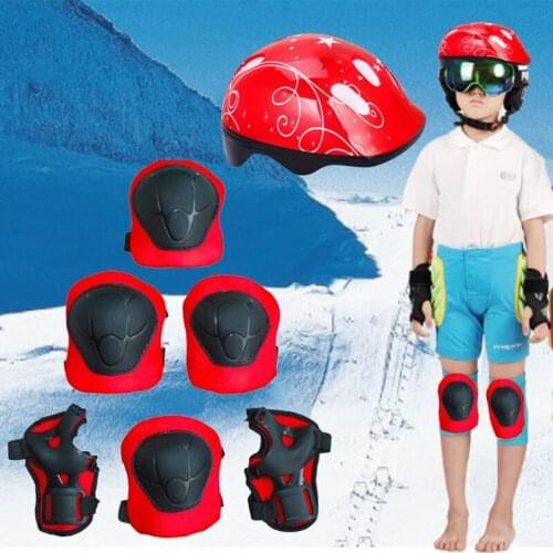 7 Pcs/set Skating Protective Gear Elbow Knee Pads Helmet Bicycle Skateboard Ice Skating Roller Knee Protector For Kids