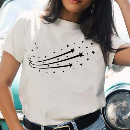 Women T-shirts Star Lovely Happy Time Trend Watercolor Short Sleeve Cartoon T Top Shirt Print Female Graphic Fashion Tee T-Shirt