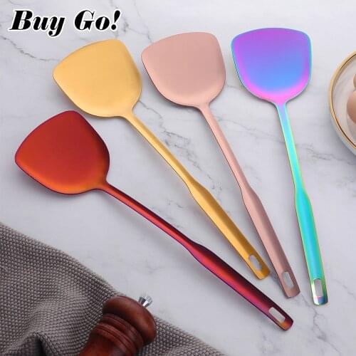 1/2PCS Long Handle Shovel Cooking Pot Turner Stainless Steel Spatula Frying Fish Turners Kitchen Cooking Utensils Cookware Tools