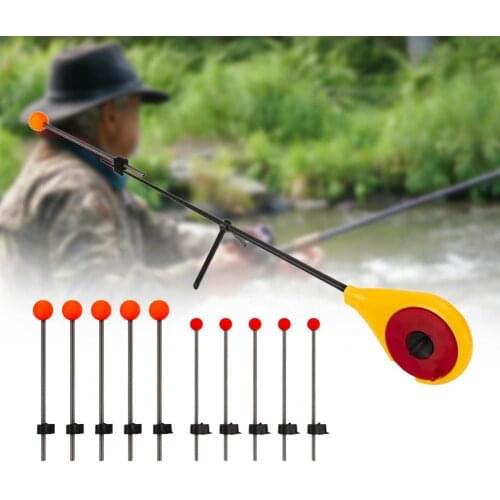1pc Yellow Winter Ice Fishing Rod Equipment with 5Pcs Portable Winter Outdoor Fishing Red Ball Spring Tackle Fishing Accessories