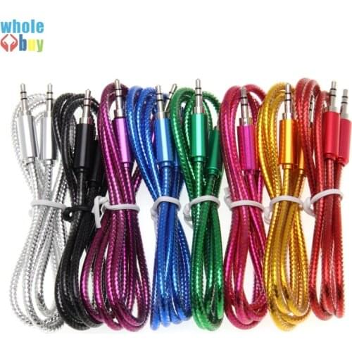 100pcs/lot 1M 3FT 3.5mm Jack Bright Blink Colorful Audio Cable Male To Male Aux Cable for Iphone MacBook PC MP4 DVD TV