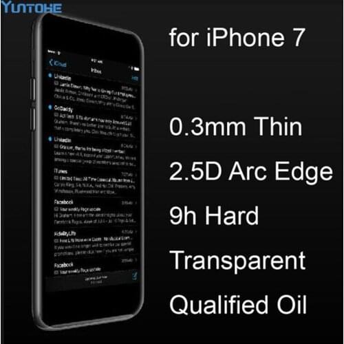 1000pcs/lot 0.3mm 2.5D Ultrathin Premium Tempered Glass For Iphone 7 7 Plus Screen Protector Tempered Glass 9H Glass