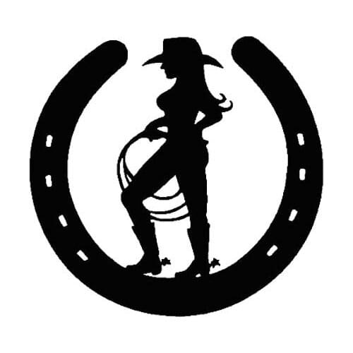 11.2*10.6CM Sexy Cowgirl Lively Fantastic Covering The Body Popular Fashion Design Black/Silver Vinyl Decals C20-0351