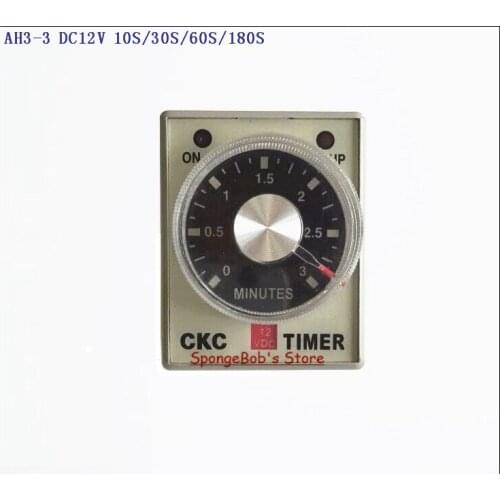 2pcs/Lot AH3-3 DC12V 10S/30S/60S/180S Power On Delay Timer Time Relay 12VDC 0-10/30/60/180 seconds 8 Pins