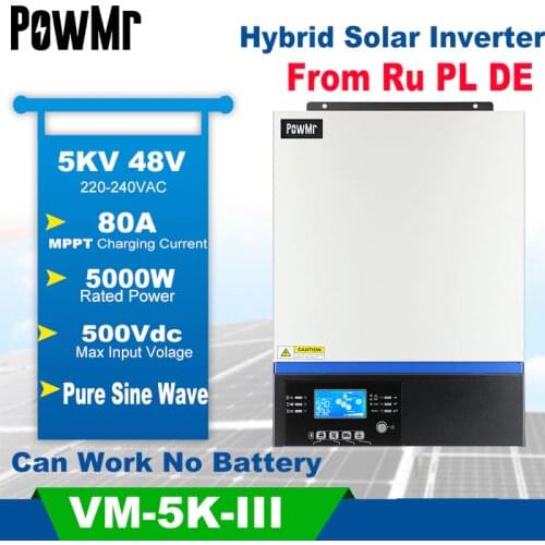 5000W Off-Grid Hybrid Inverter 48V 230V PV Input 80A MPPT Solar Charger And 60A AC Charger With USB LCD Control Panel