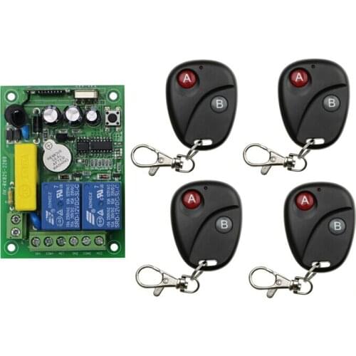 AC 220 V 10 A 2 channel RF Wireless Remote Control 1 Receiver +4 Transmitter
