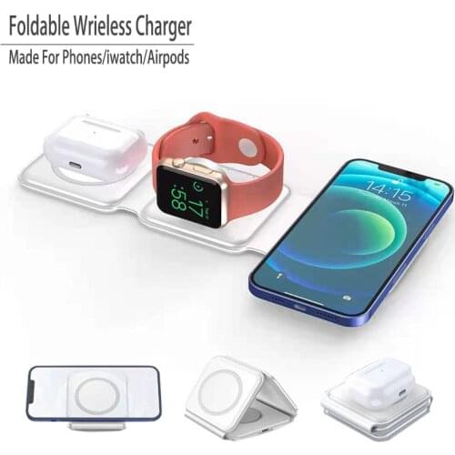 Foldable Wireless Charger,3in1Wireless Charger Station for Airpods,iWatch,iPhone12,12 Mini,12Pro Max, SE 2020,11,11Pro, Galaxy