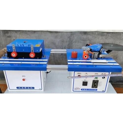 Push-pull style woodworking edge banding machine with glue, trimming and end cutting function, can be used for straight line, cu