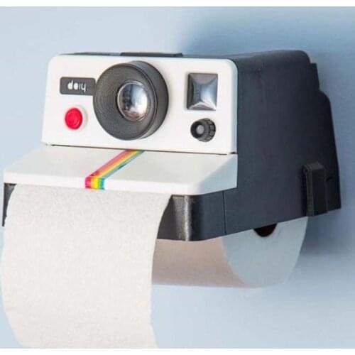 Toilet Paper Roll Holder Creative Retro Polaroid Camera Shape Tissure Box Holder Bathroom Tissue Towel Rack Wall Mounted