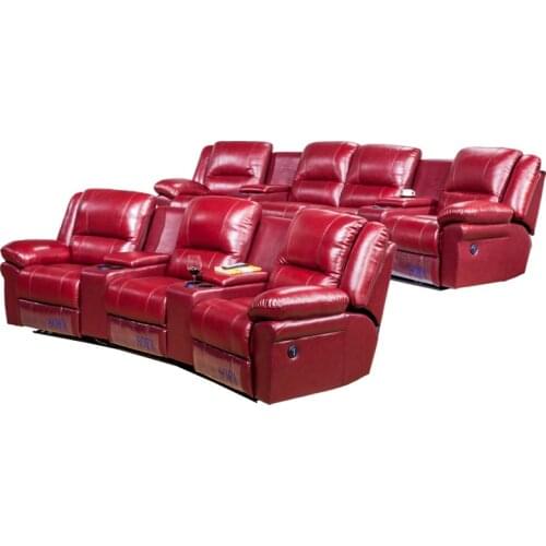 Factory modern multifunctional first class sofa head layer leather electric reclinable row cinema engineering sofa