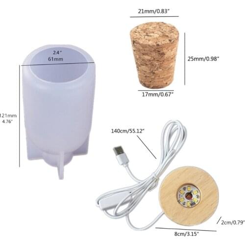 L5YA Fairy Bottle Shape Lamp Resin Mold Bottle Light Mold LED Bulb Lamp Silicone Mold Epoxy Resin Crafts for Home Decoration