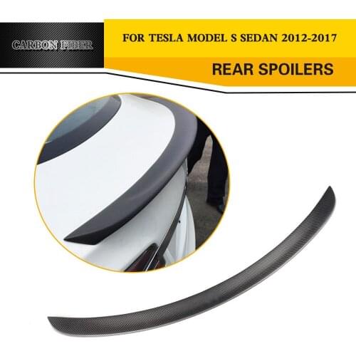 Racing Rear Trunk Spoiler for Tesla S Model Base Sedan 4-Door Real Carbon Fiber Boot Tail Wing 2012-2017