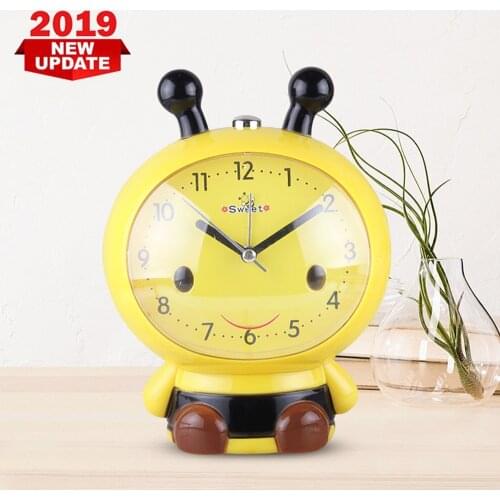 Talking Alarm Clock Dual Tone Alarm Bee Night Light Clock Student Bedside Cartoon Child Alarm Clock