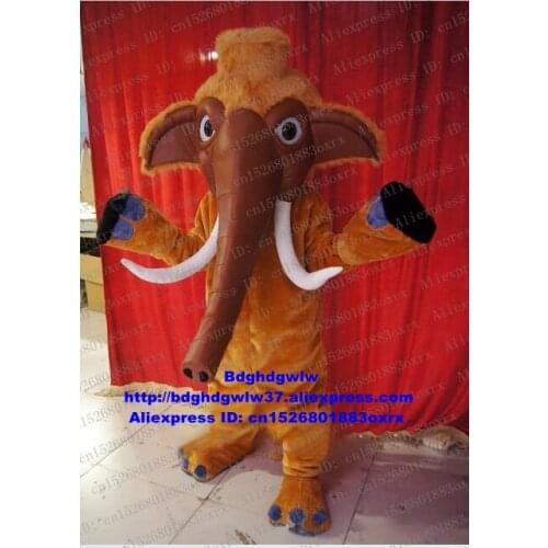 Brown Long Fur Elephant Elephish Mammoth Mammuthus Wooly Mamoth Mascot Costume Character Sports Party,Garden Fantasia zx1606