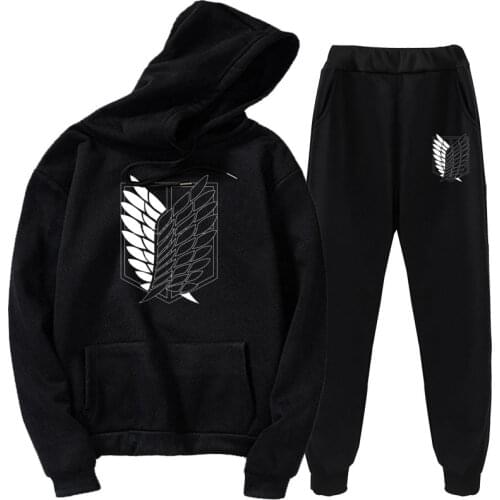 Attack on Titan Cosplay Anime Printing Sports Sweater Suit 2-piece Set Costume Hoodie and Pants Fashion Casual Street Unisex