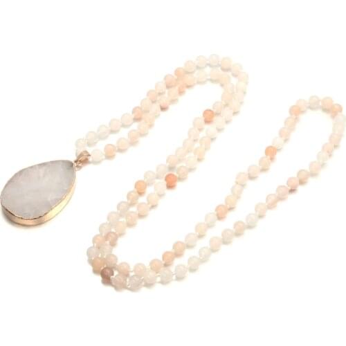 Fashion Jewelry Handmade Natural Stone Beads Necklace Pendants Sweater Chain Charms Bohemian Long Necklaces Jewelry