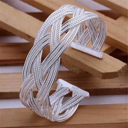 New free shipping silver color jewelry fashion women classic weave Bangle hot selling burst models silver jewelry