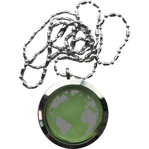 Earth Pattern EMF Protection Necklace with about 3000 Negative Ions- Glass Quantum Energy Pendant Necklace for Women Men