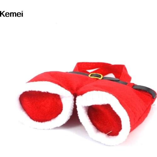 1 Lot Santa Claus Gift Bags Merry Christmas Candy Pocket Kids Lovely Spirit Gift Holder for New Year [Red/M 2PCS/Lot]