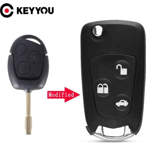 KEYYOU 3 Buttons Remote Folding Key Flip Shell Case Uncut Blank For Ford Focus Mondeo Free shipping