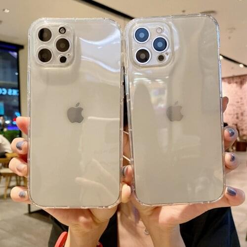 Luxury Shockproof Silicone Phone Case For iPhone 12 11 Pro Max Mini Transparent Case For iPhone 7 8 Plus Camera protection Cover