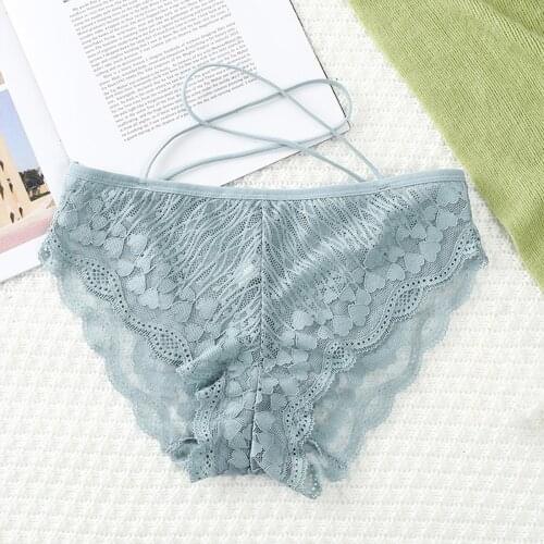 Sexy Lace Panties Women Cross Lace Panties Women Sexy Transparent Lace Briefs Underpant Low Waist Intimates Underwear Panties