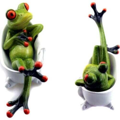 Bathtub Bathing Frog Crafts Desktop Ornament Resin Statue Figurine Creative Sculpture Landscape for Home Decor Indoor Art