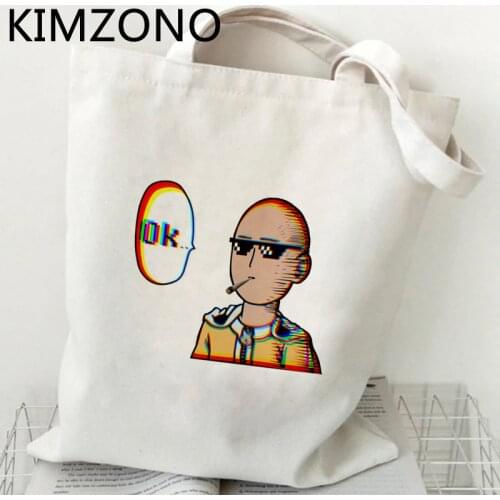 One Punch Man Mob Psycho 100 shopping bag canvas tote shopper bolsas de tela handbag bag fabric woven foldable net custom
