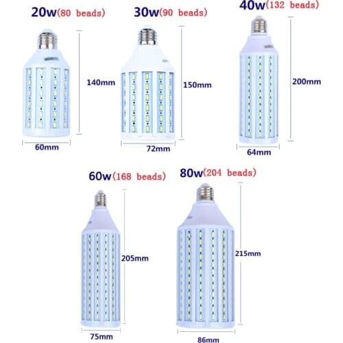 E27 220V Photo Studio LED Lamps 20W/30W/40W/60W/80W LED Bulbs Light LED Corn Bulb Constant Current & Tubes Photographic Lighting