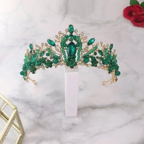 High Fashion Gold Color Metal Glitter Crystal Tiaras and Crowns de Noiva Bride Wedding Hair Jewelry Headbands for Women FORSEVEN