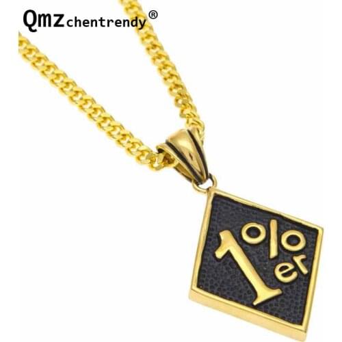 Hip Hop Bling Gold Chain Jewelry 1% Percent Army Card Pendant Cuban Link Chain Necklace For Mens Dog Tags Penndants Necklace