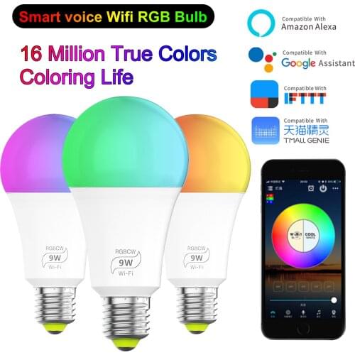 Tuya Smart Light Lamp Wifi Bulb 7W 9W Color Changing RGB LED Bulb e27 110V 220V APP Remote Compatible Alexa Google Home