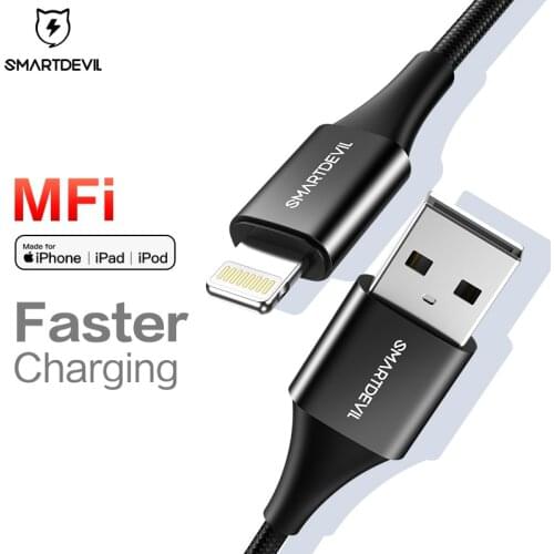 SmartDevil MFi USB Cable for iPhone 12 Pro Xs Max 7 8 Plus Fast Charging for Appl Lightning Cable Data Cable Phone Charger
