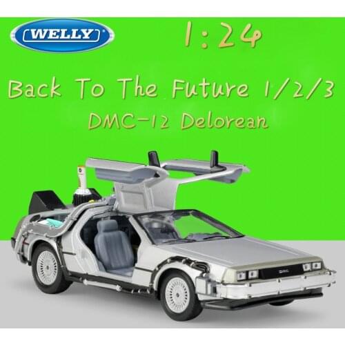 WELLY 1:24 Diecast Simulation Model Car DMC-12 Delorean Time Machine Back To The Future Cars Toys Metal Toy Cars Gift Collection