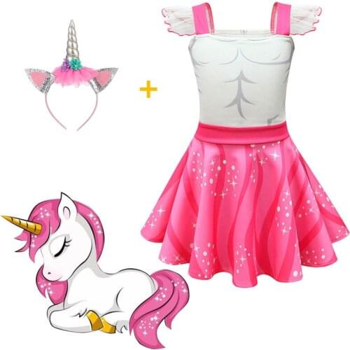 2-10Y Ballet Unicorn Dress Gymnastics Leotards for Girls Kids Short Sleeve Ballet Dancewear Skirts Kids Bowknot Dance Leotards