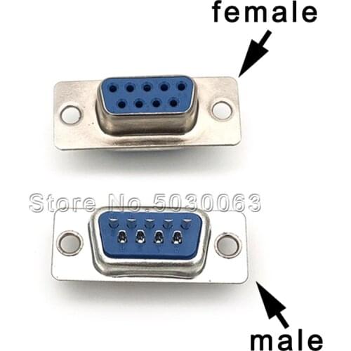 10pcs DB9 male/female head Wire bonding type RS232 serial port COM 9 pin 9 core plastic housing connector