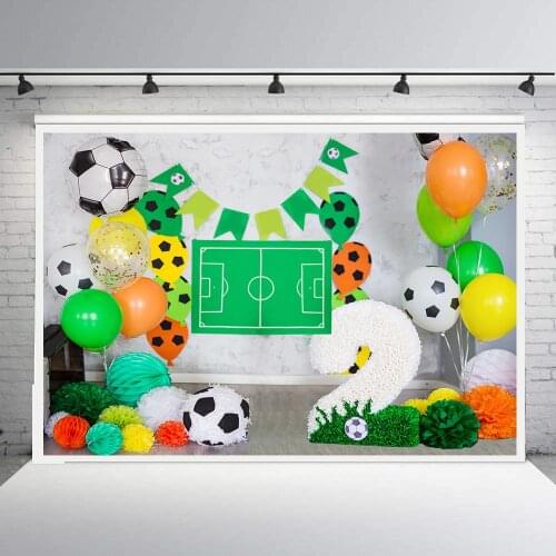 2 years baby boy birthday decoration cake smash backdrop for photography football soccer sports themed background photo booth