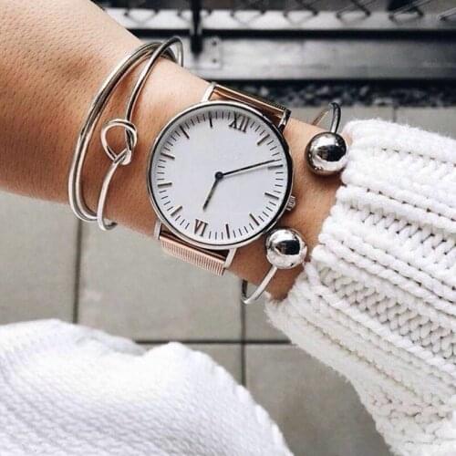 3 Pcs/Set Bohemian Women Silver Color Adjustable Opening Bead Knotted Geometric Bracelet Set Charm Party Wedding