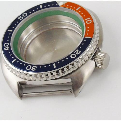 45mm Orange Blue Rotating Bezel stainless Watch Case fit for NH35 NH35A movement Watch