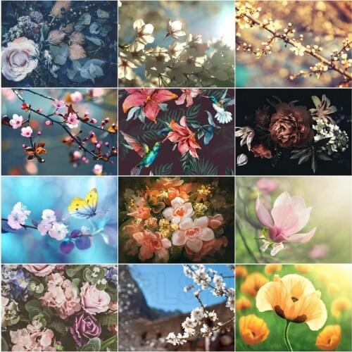 Diamond Painting Flower Garden Colorful Butterflies Yellow Flower Red Lily Pink Peach Blossom Peony Flower Porch Bedroom Mural