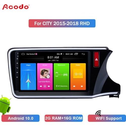 ACODO 2+16G Android 10.0 Car Radio Multimedia Player For Honda CITY 2015-2018 RHD Navigation GPS 2 din