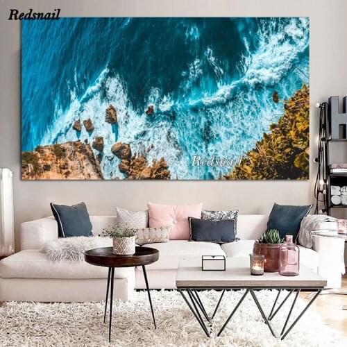 Large DIY Diamond Painting Full 5D Diamond Embroidery Mosaic of Rhinestone Wave Beach Pictures Blue Sea Ocean Home Decor EE1001