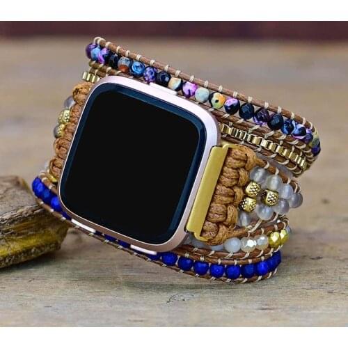 Unique Wax Wrap Watch Band Bohe Natural Stone Handmade Knit Charm Fitbit Watch Strap Jewelry Drop Ship Wholesale