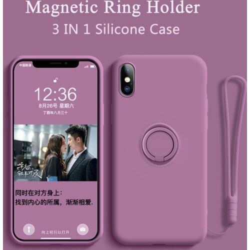 Original Silicone Cases For iPhone 6S 7 8 Plus 11 12 Pro XS Max 12 Mini XR SE 2020 Case Magnetic Holder Soft Lanyard Phone Cover