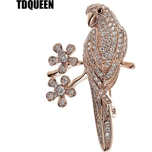 Elegant Crystal Brooch Bird Gold Color Broche Jewelry Metal Animal Parrot Bird Pins and Brooches for Women