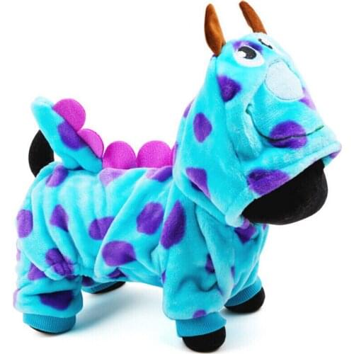 Cotton Flannel Dog Pet Clothes Outerwear Cute Party Dress Dog Winter Clothing Warm Coat Bubble Dragon Small Dog Tetrapod Clothes