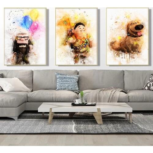 Pixar Canvas Painting Abstract Home Decoration Hot Air Balloon Dog Cartoon Old Man Poster Wall Art Living Room Decoration